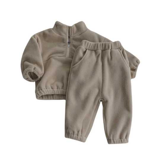 Baby Solid Color Collared Flecce