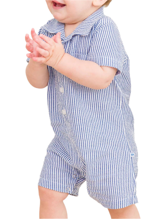Pin-Stripe Button-Up Romper