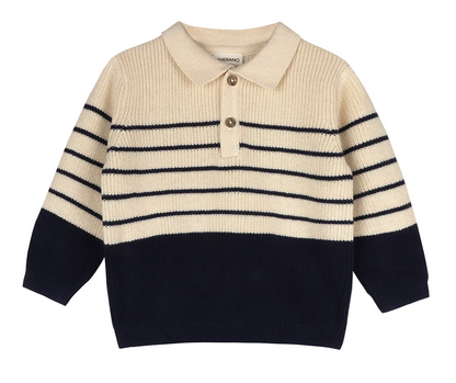 Knit Stripe Collared Set