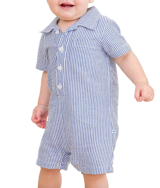 Pin-Stripe Button-Up Romper